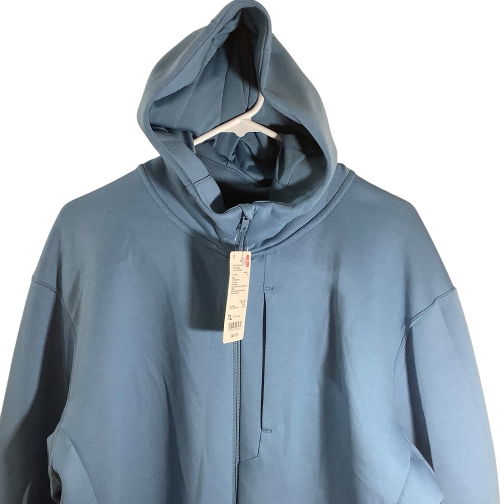 Uniqlo Men’s Blue Full-Zip Hoodie Long Sleeve Stretch Dry Sweat - Picture 2 of 10